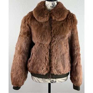 Jet Set Vintage Women's Brown Faux Fur Jacket, size Medium